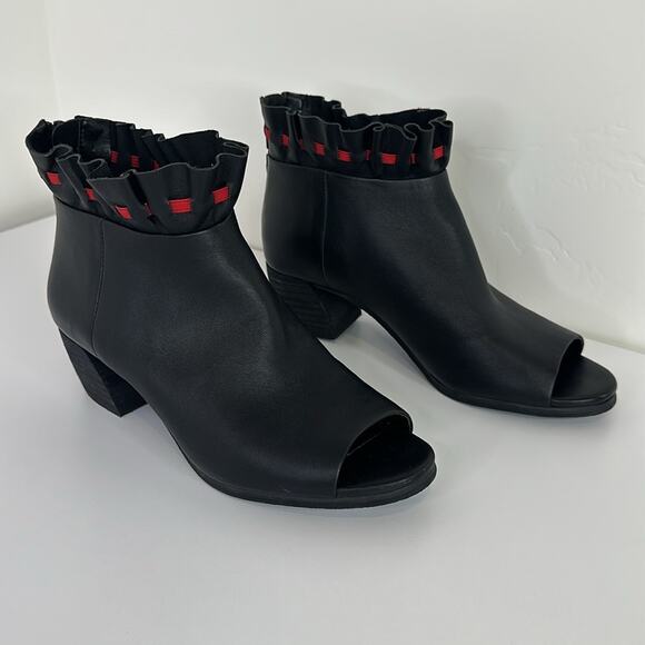 LORI GOLDSTEIN Black Collection Open Toe Ankle Booties With Ruching Detail Sz 6 - Picture 4 of 10